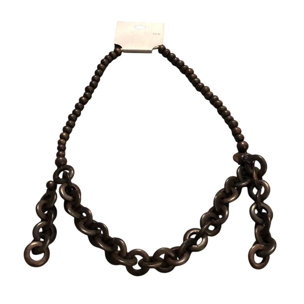 Target Brown Statement Necklace Wood Look Chain